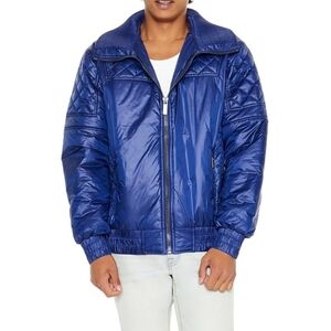 Forever 21 Men's Shiny Blue Puffer Jacket